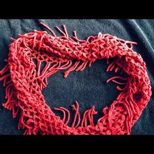 Red knit circle scarf